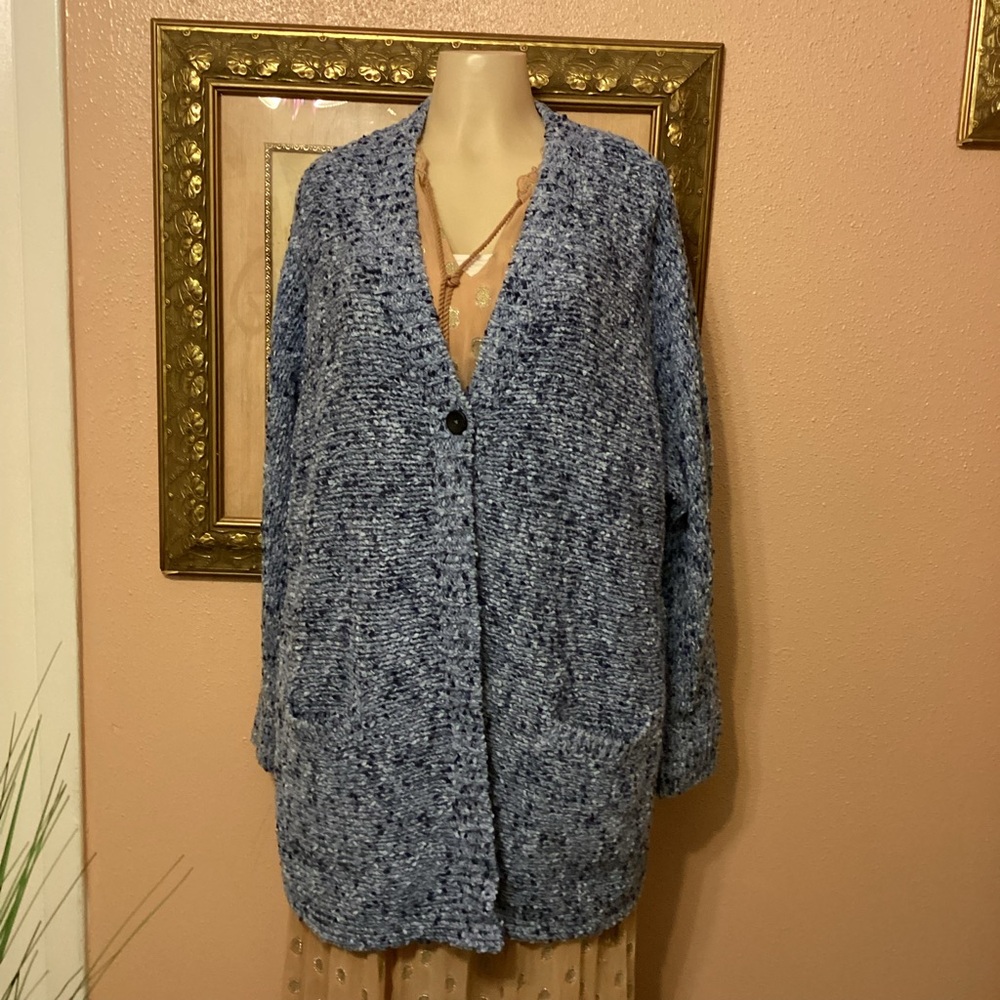 J. Jill Blue Textured Cardigan